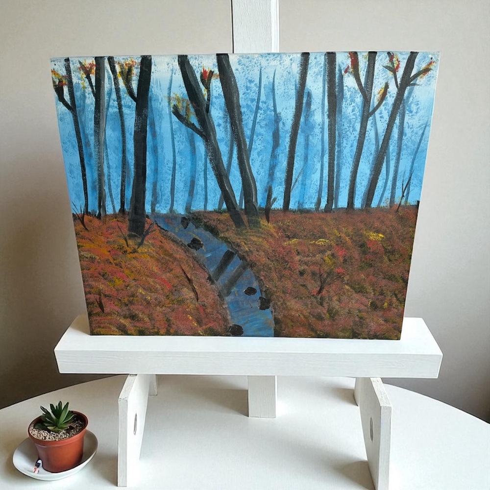 Autumn Forest Stream Canvas Art(16 in x 20 in)